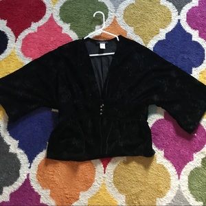 Jonden XL black velvet jacket kimono sleeves